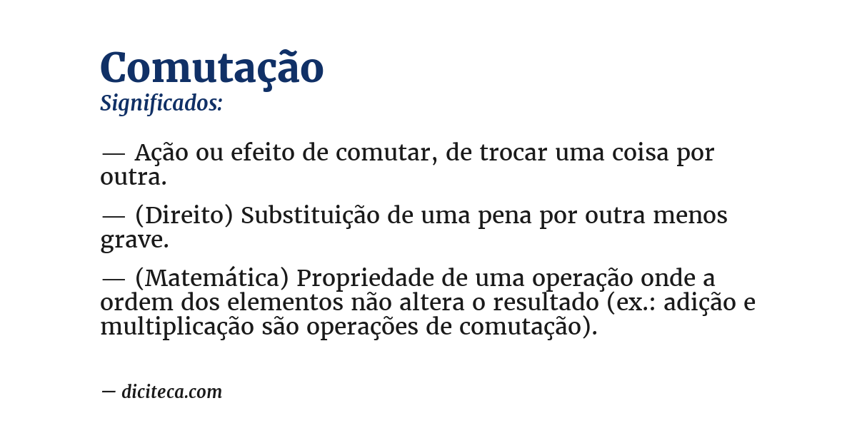 Significado de comutação