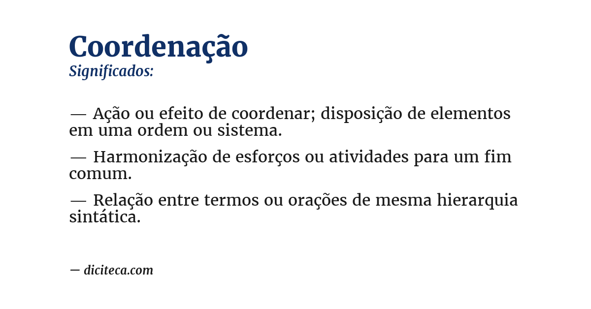 Significado de coordenação