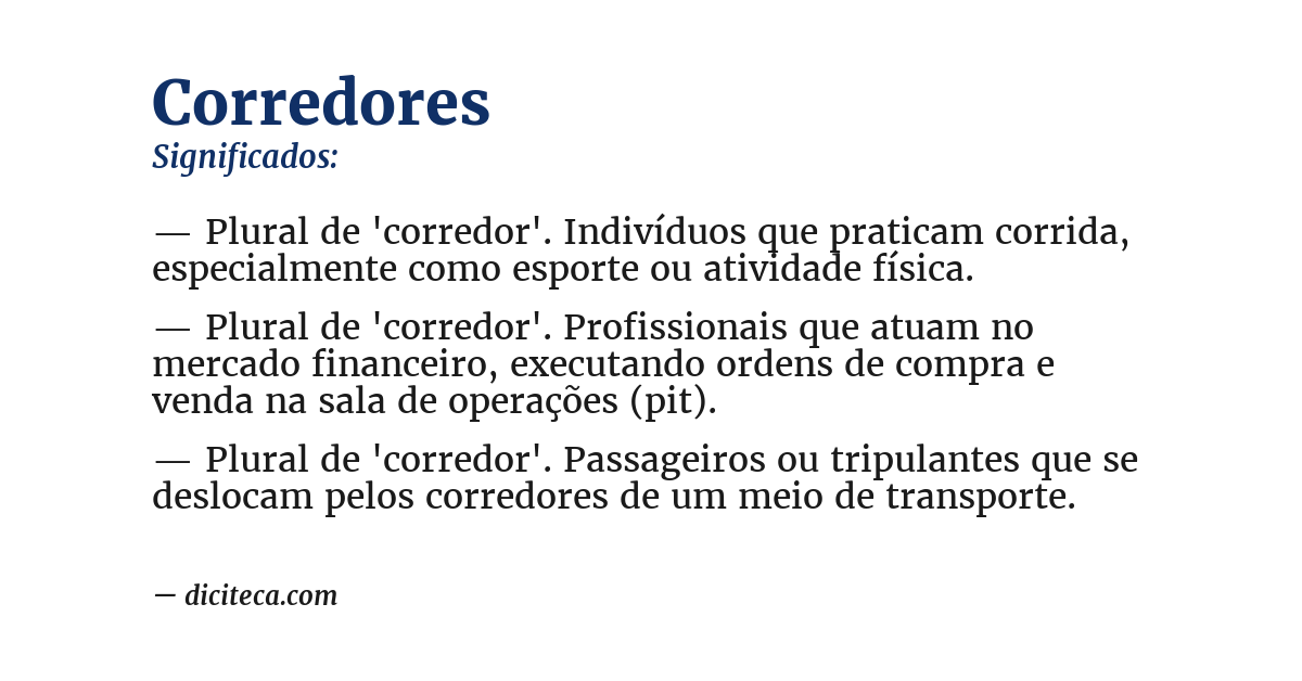 Significado de corredores