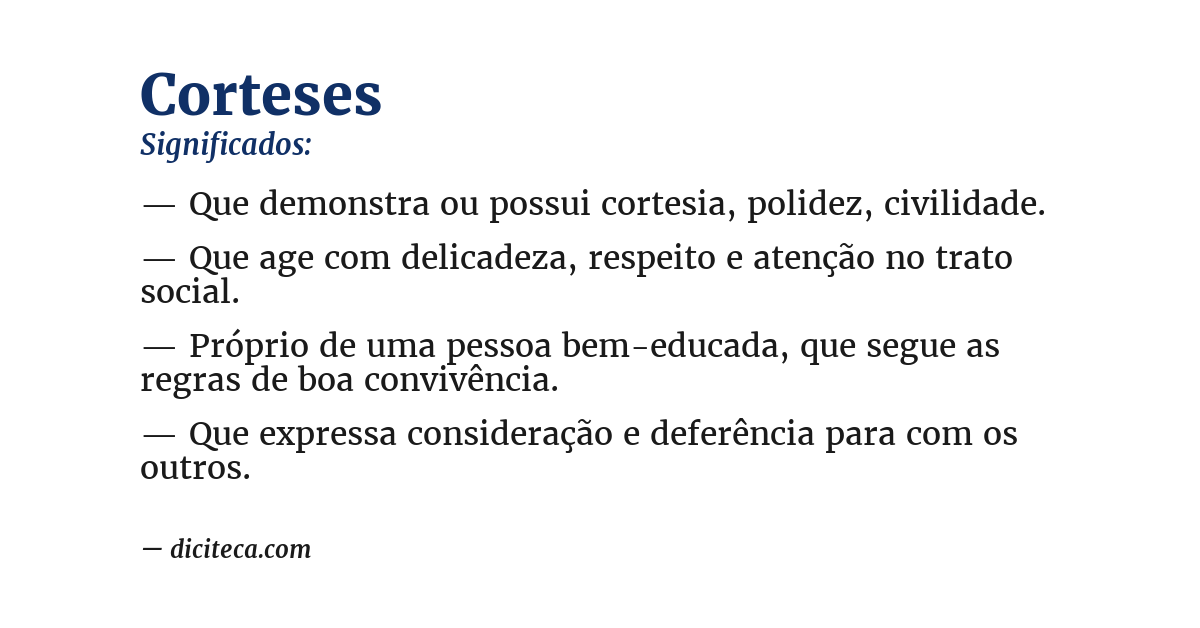 Significado de corteses