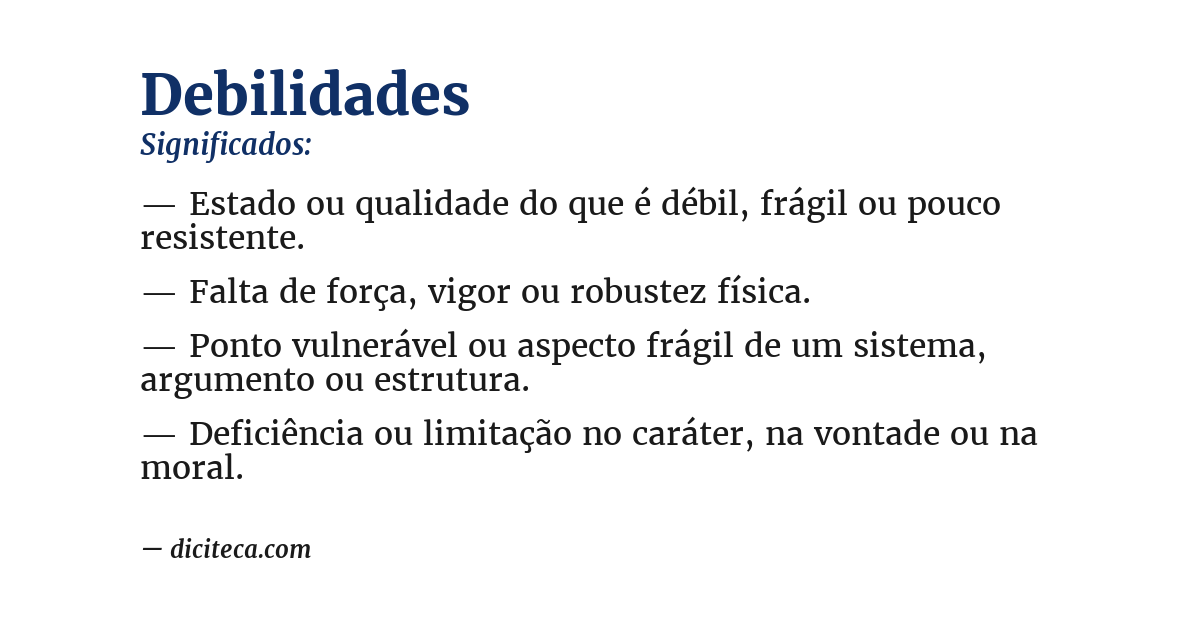 Significado de debilidades