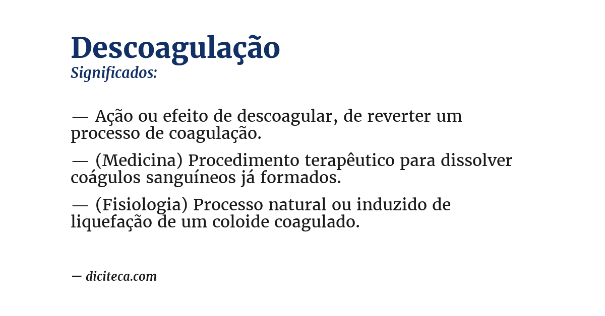 Significado de descoagulação