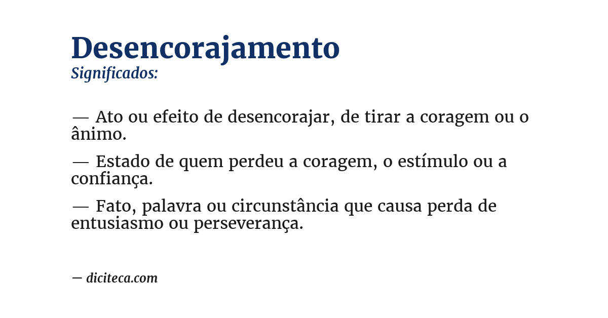Significado de desencorajamento