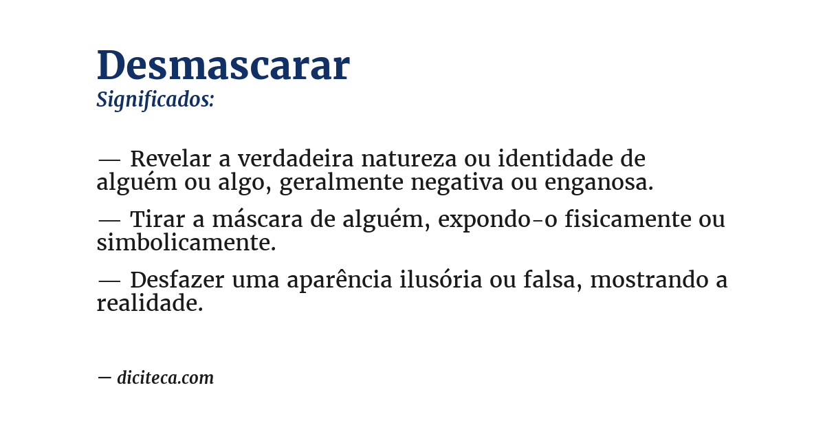 Significado de desmascarar