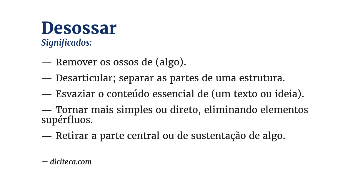 Significado de desossar
