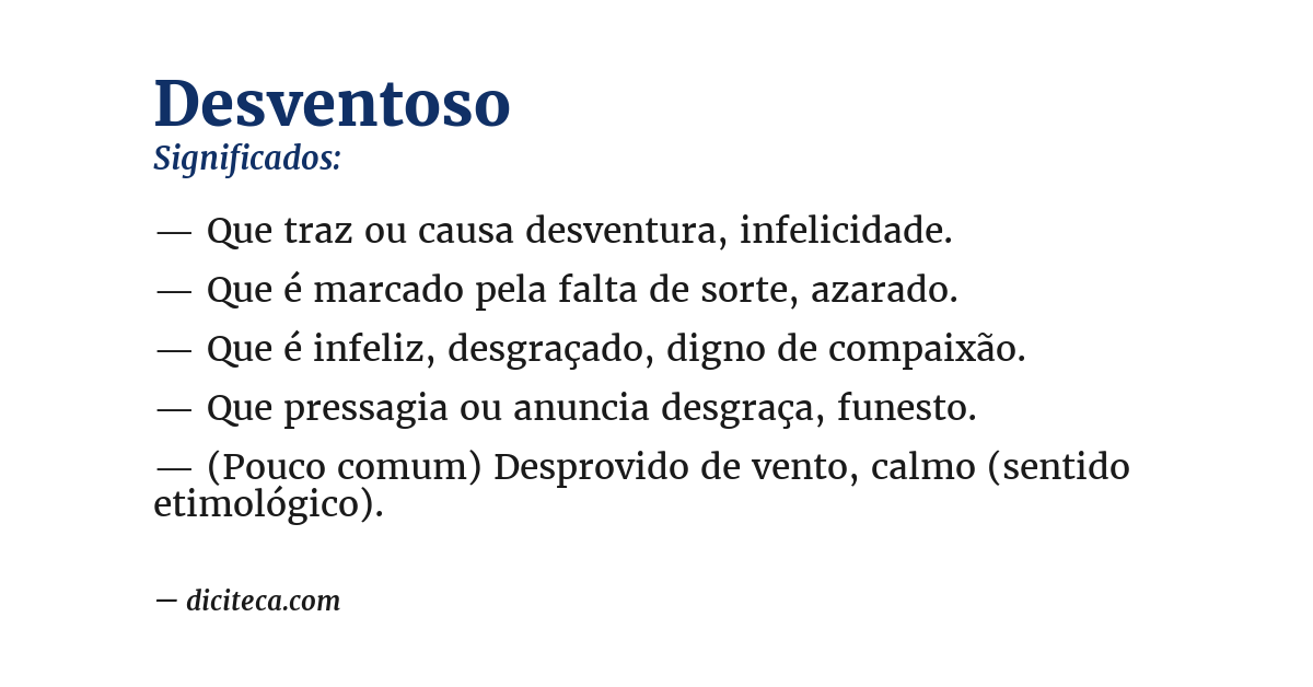Significado de desventoso