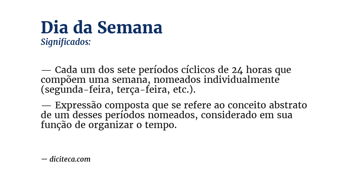 Significado de dia da semana