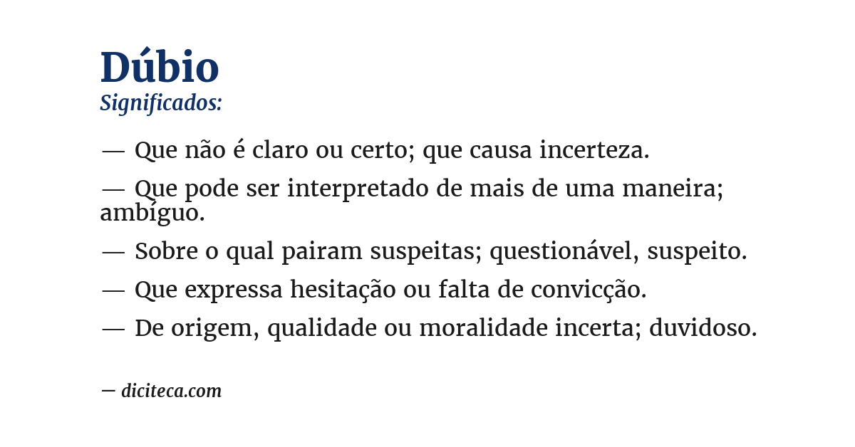 Significado de dúbio