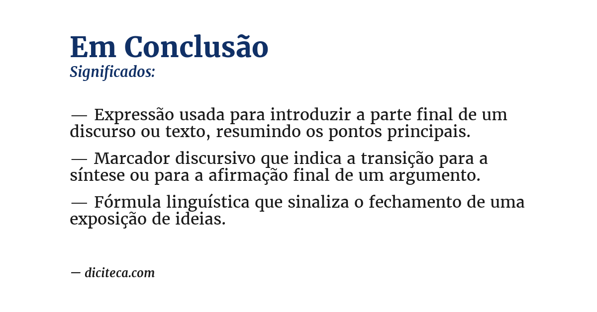 Significado de em conclusão