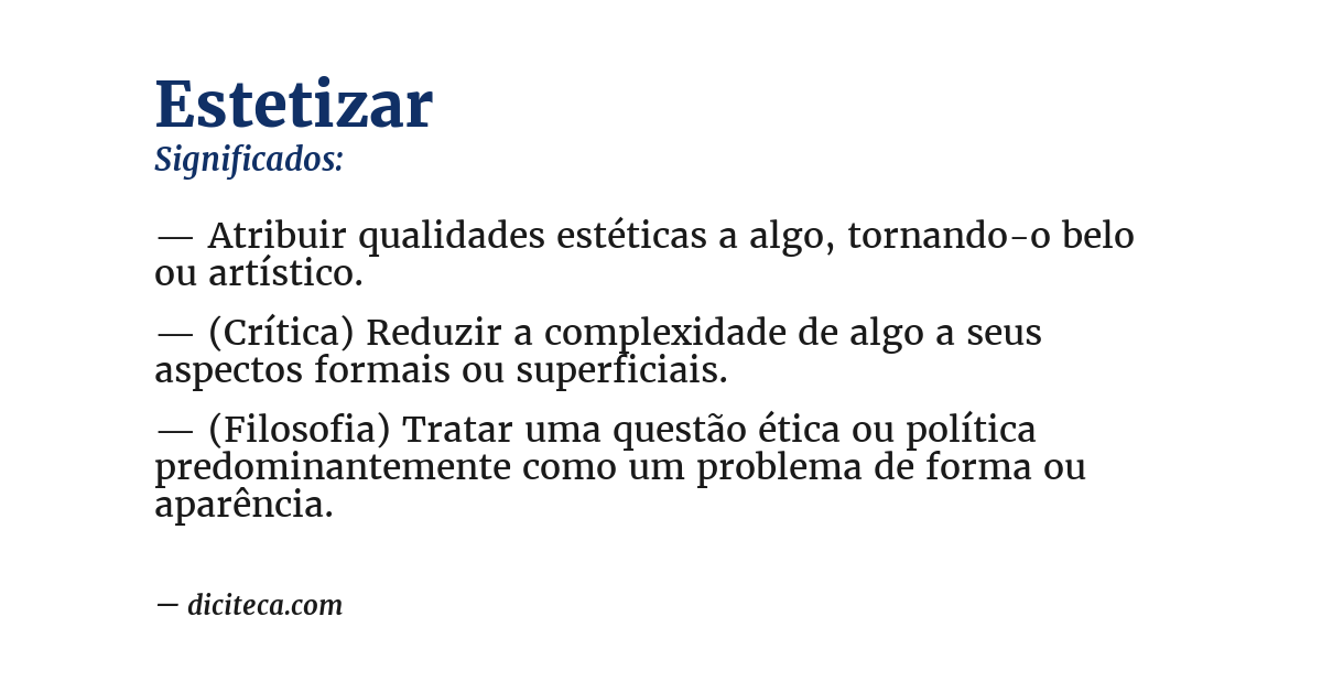 Significado de estetizar