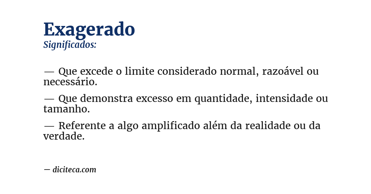 Significado de exagerado
