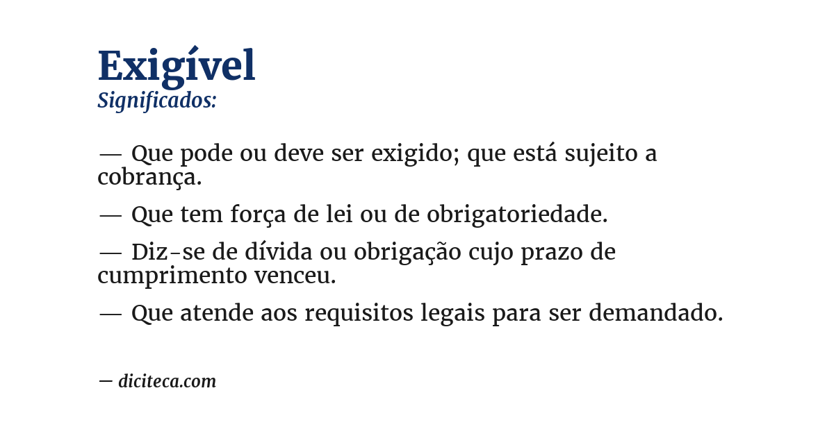 Significado de exigível