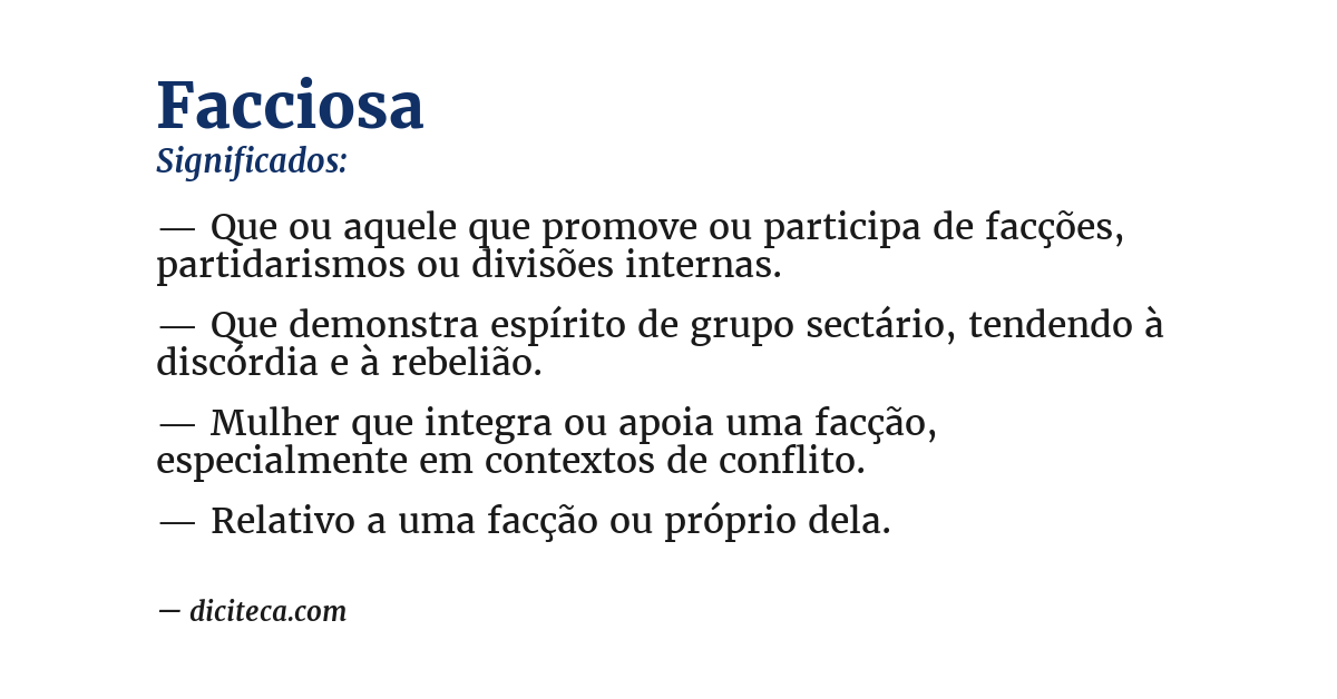 Significado de facciosa