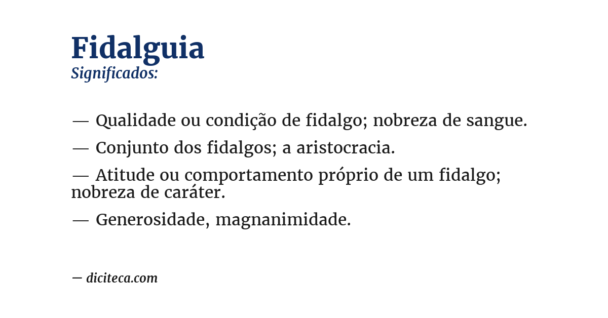 Significado de fidalguia