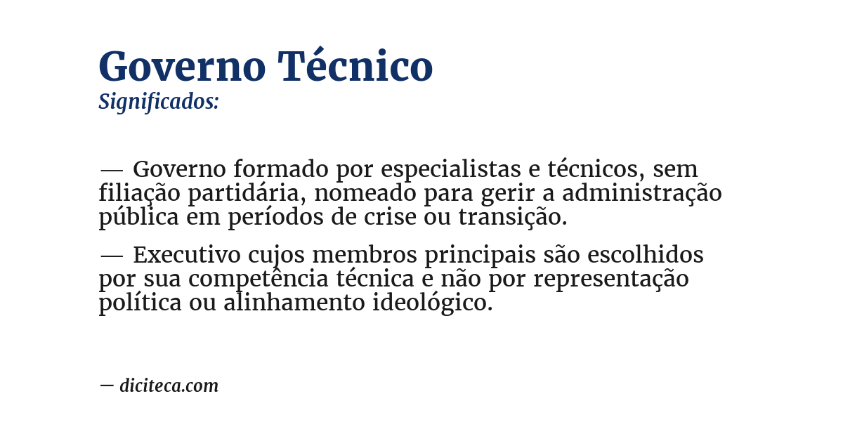 Significado de governo técnico