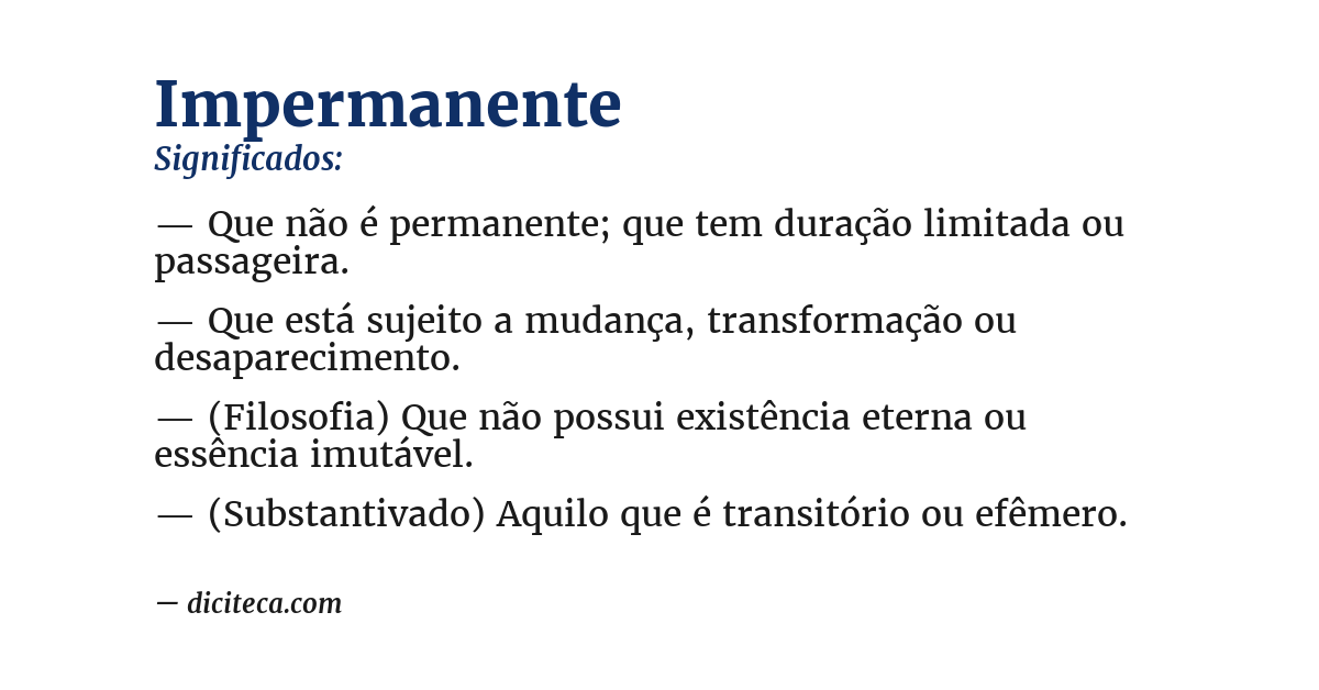 Significado de impermanente