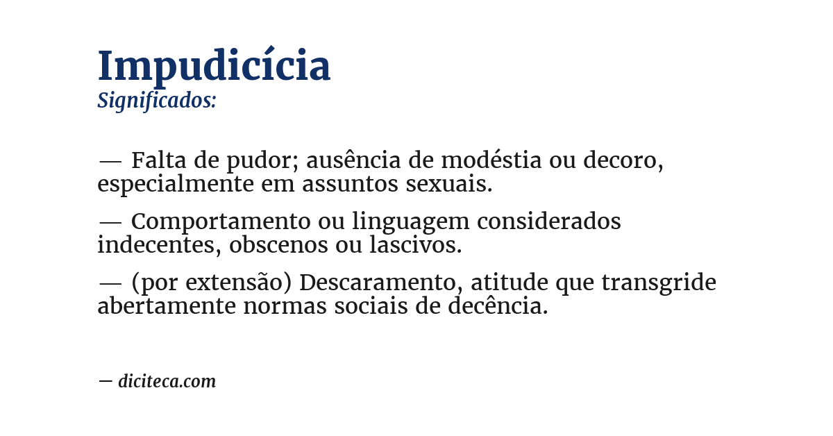 Significado de impudicícia