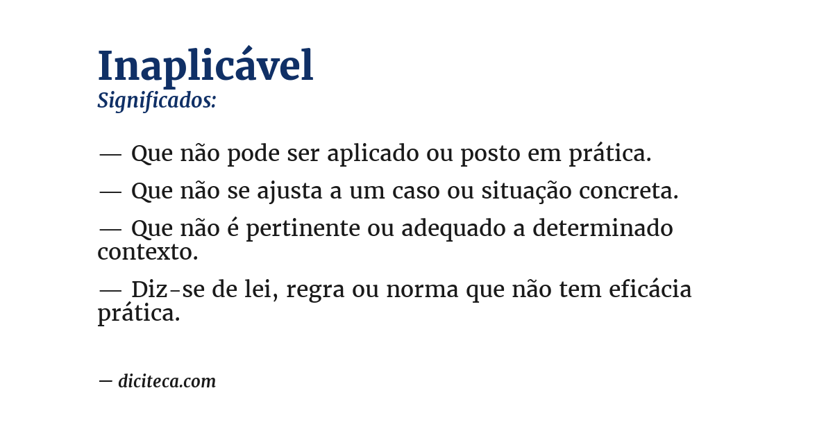 Significado de inaplicável