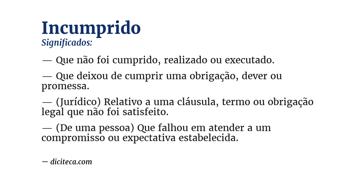 Significado de incumprido