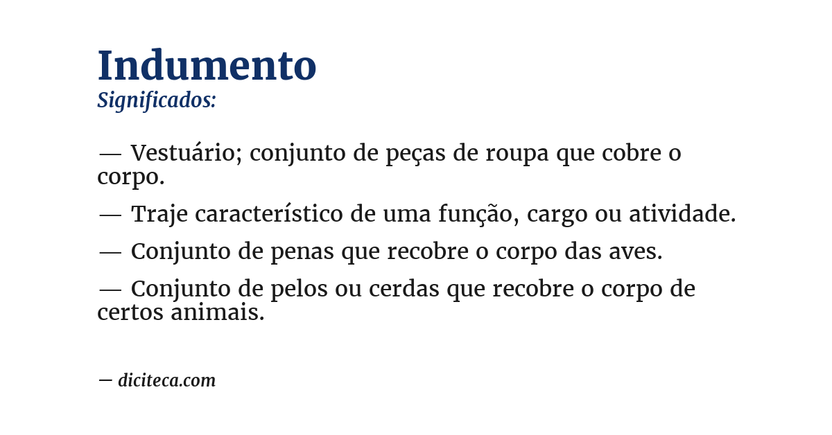 Significado de indumento