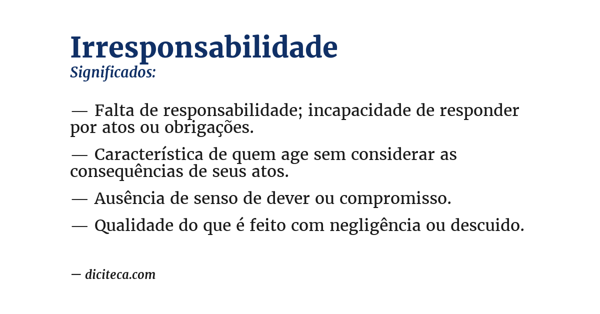 Significado de irresponsabilidade