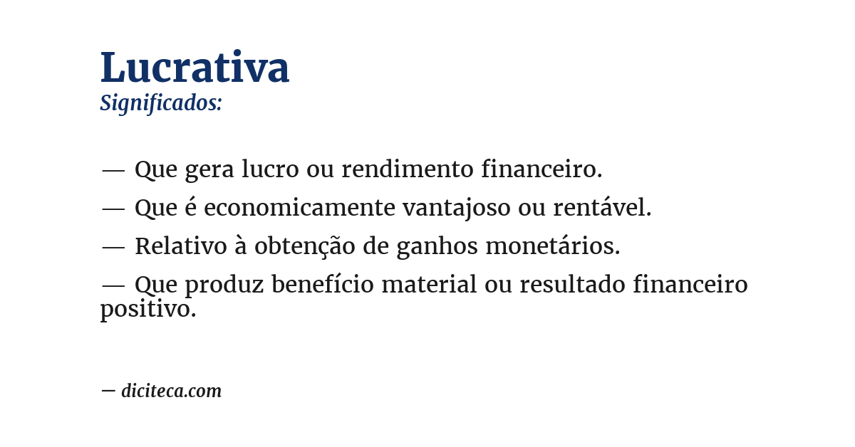 Significado de lucrativa