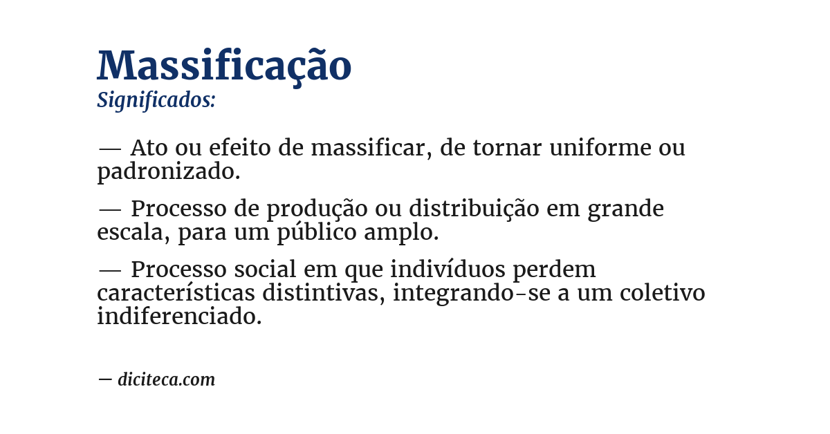 Significado de massificação