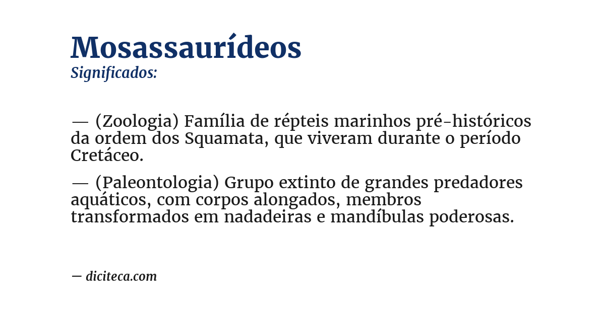 Significado de mosassaurídeos