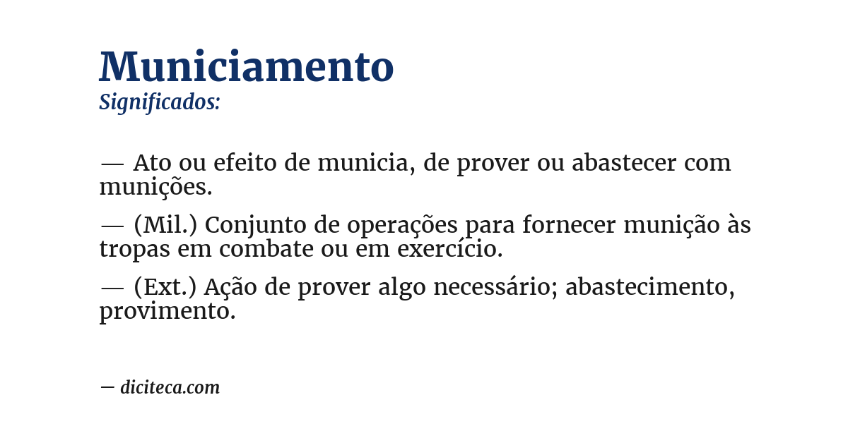 Significado de municiamento