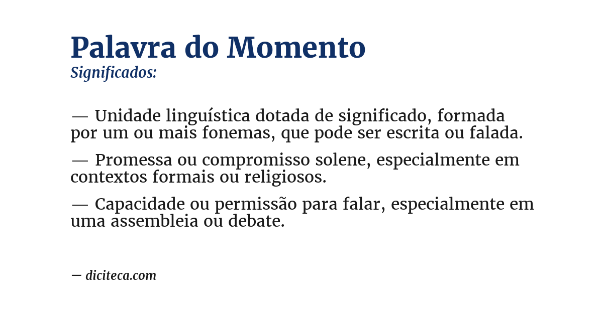 Significado de palavra do momento