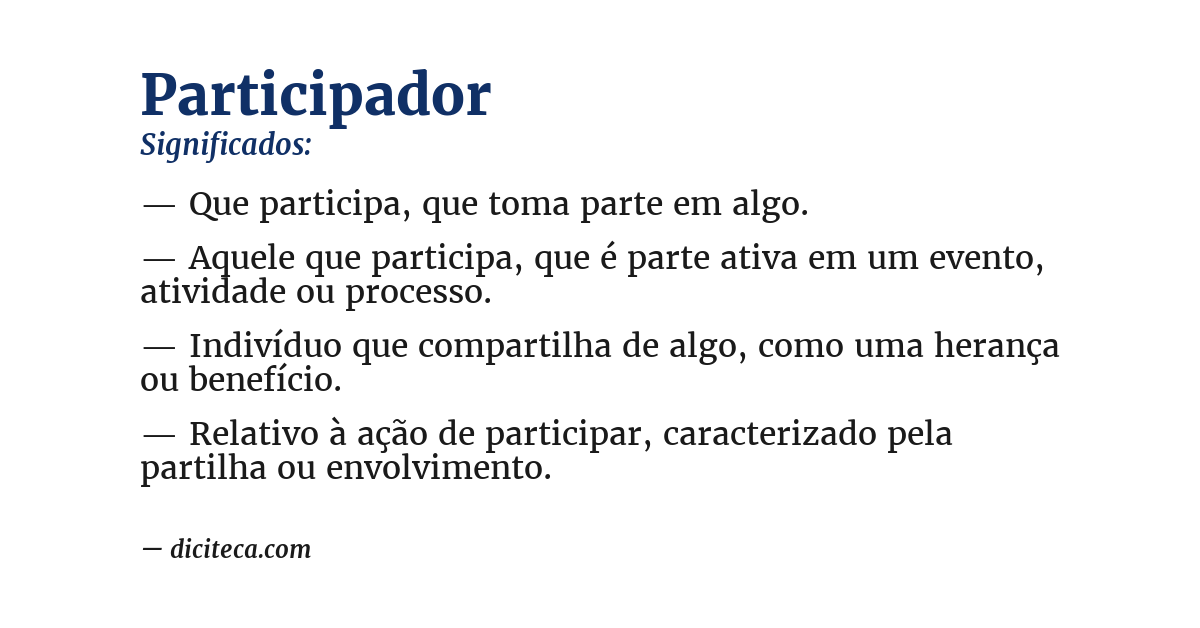 Significado de participador