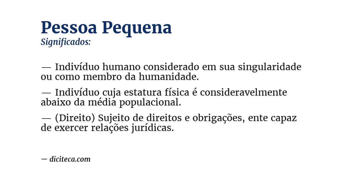 Significado de pessoa pequena