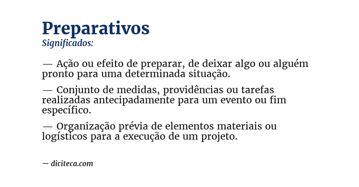 Significado de preparativos
