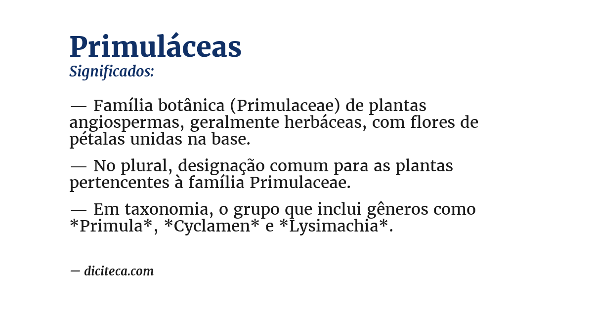 Significado de primuláceas