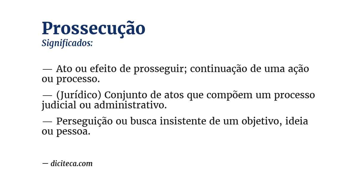 Significado de prossecução