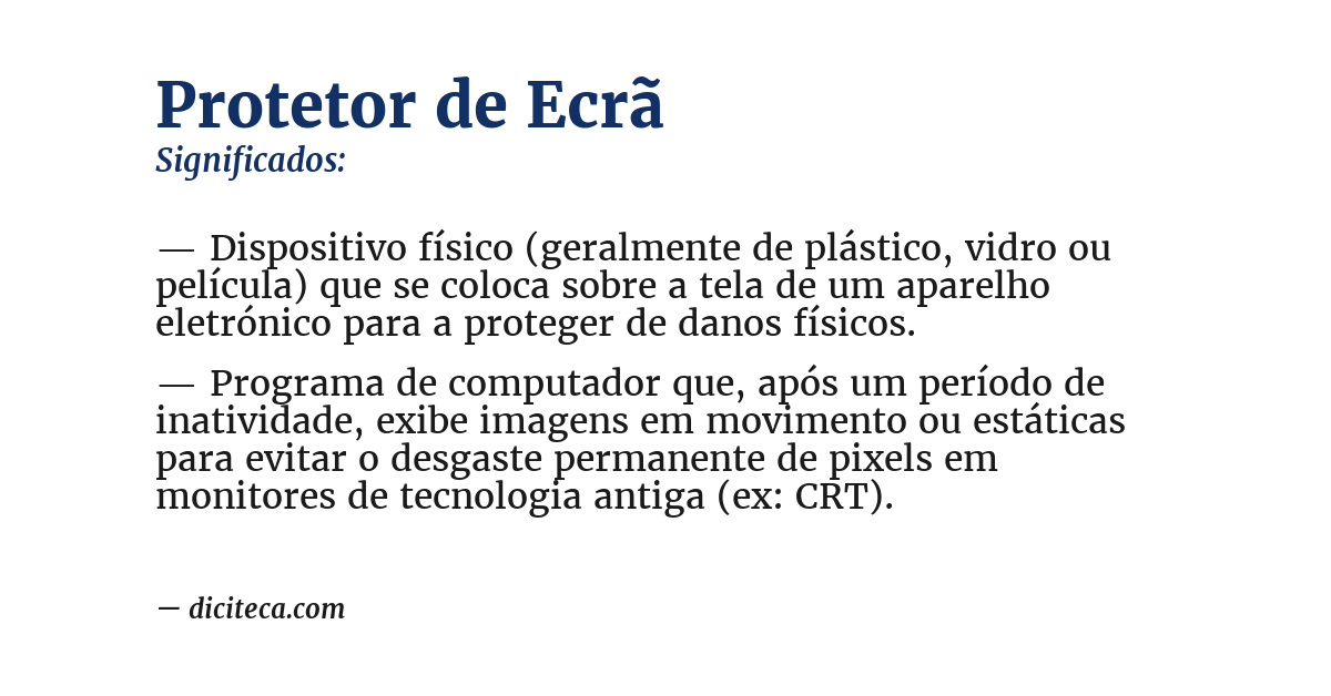 Significado de protetor de ecrã