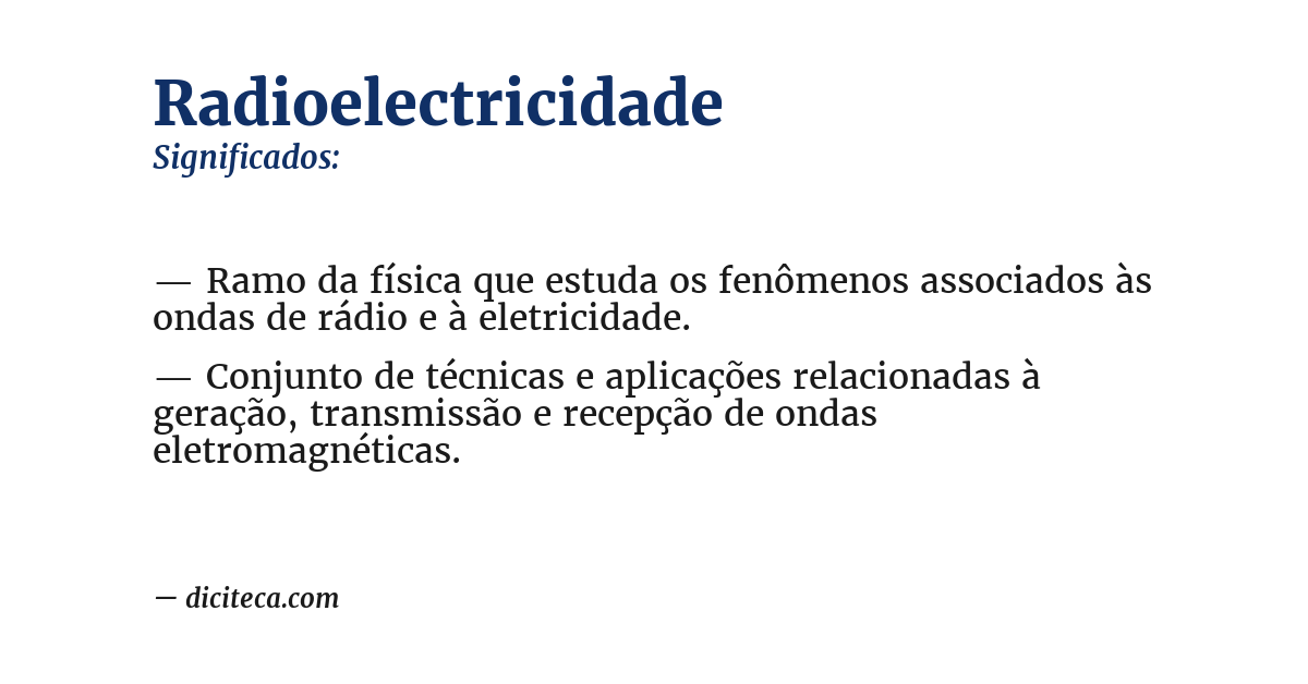 Significado de radioelectricidade
