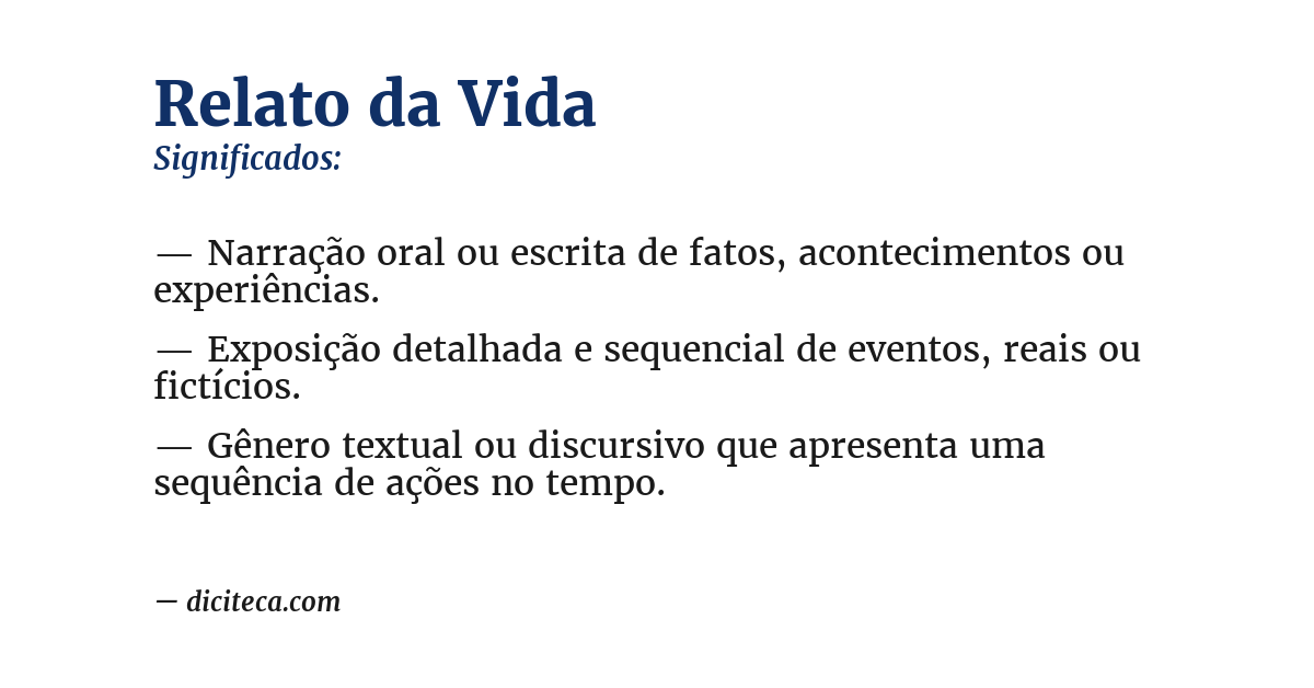 Significado de relato da vida