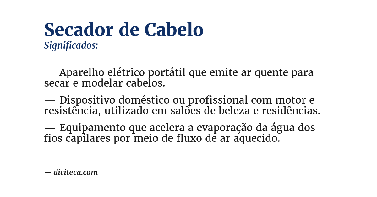 Significado de secador de cabelo