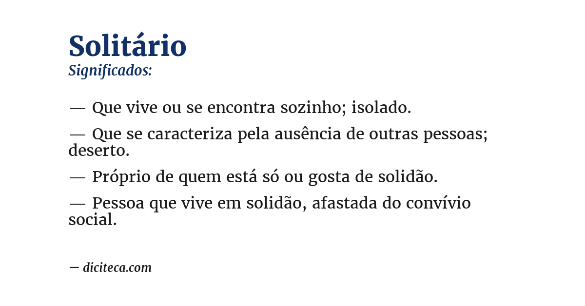 Significado de solitário