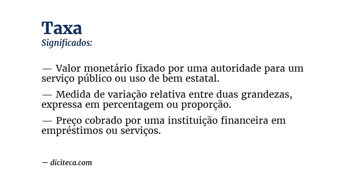 Significado de taxa