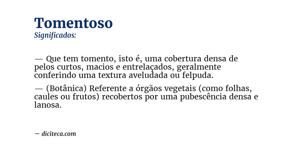 Significado de tomentoso