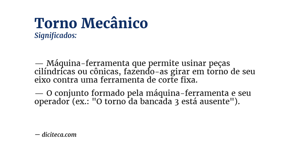 Significado de torno mecânico