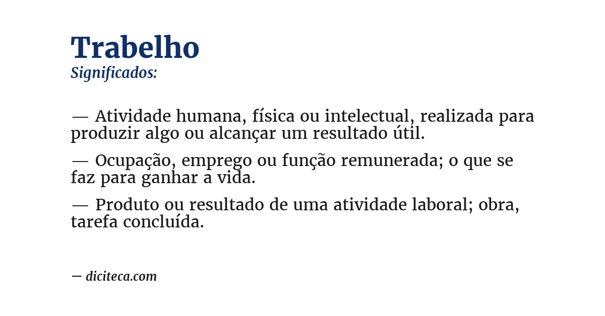 Significado de trabelho