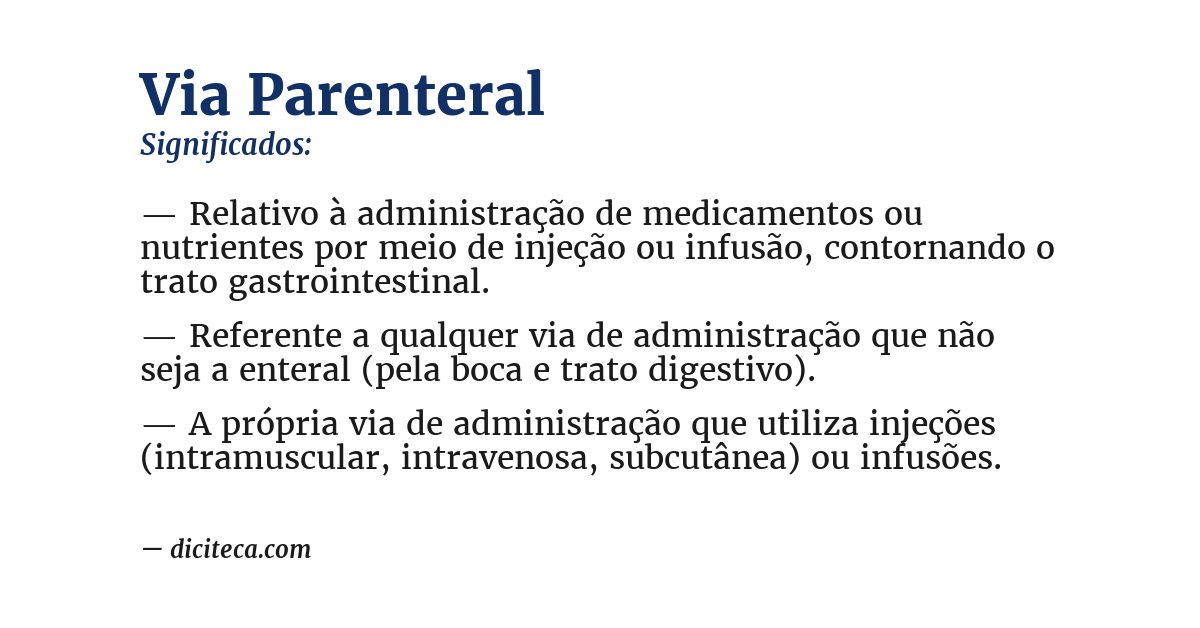 Significado de via parenteral
