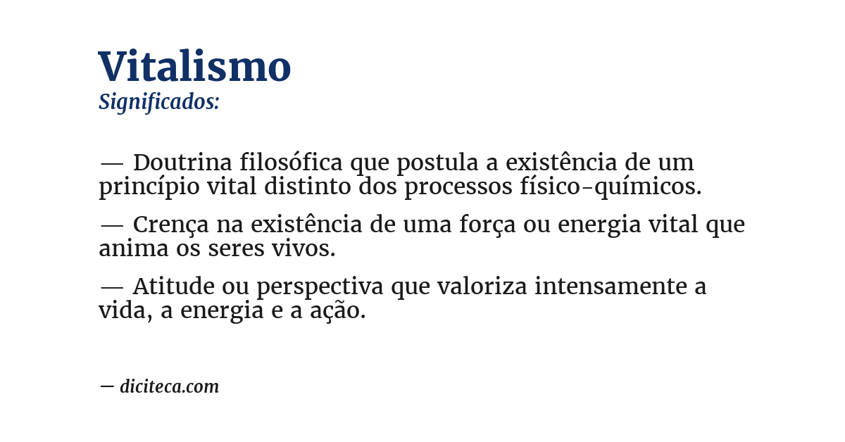 Significado de vitalismo