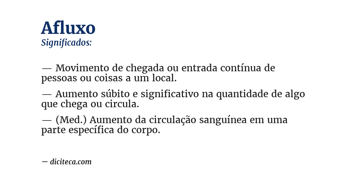 Significado de afluxo