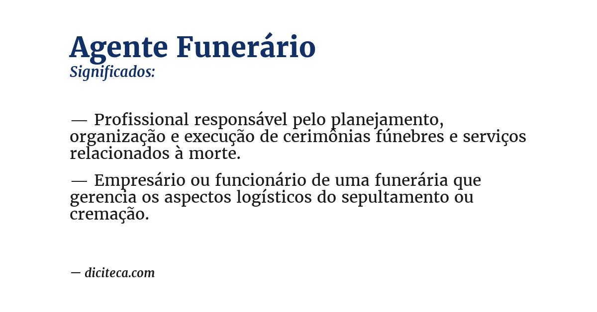 Significado de agente funerário