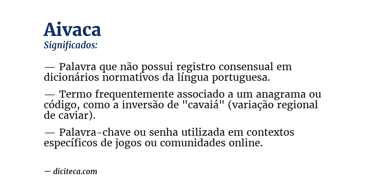 Significado de aivaca