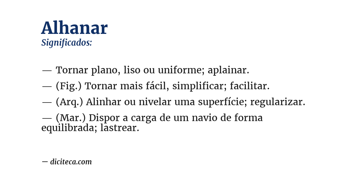 Significado de alhanar